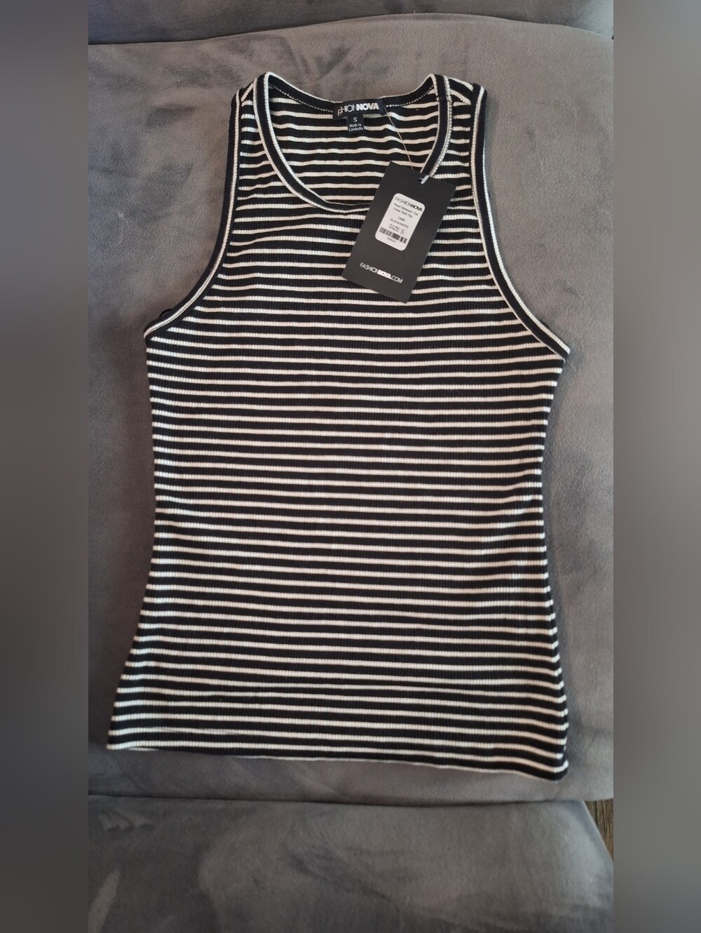 Fashion Nova Black & White Striped Ribbed Tank⁸